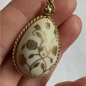 Franklin Mint Gold Plated Bisque Egg Pendant